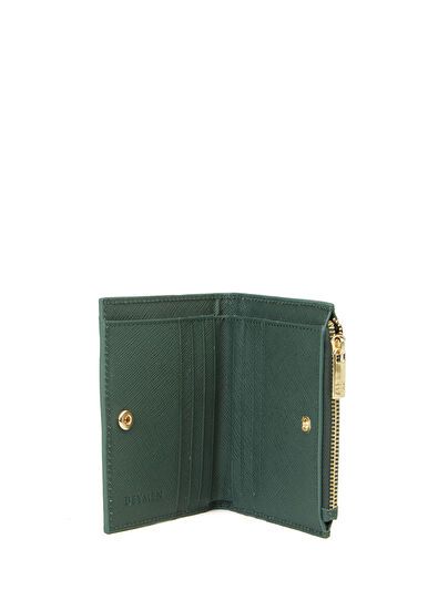 Yeşil Logolu Kadın Deri Cüzdan - Görsel 5