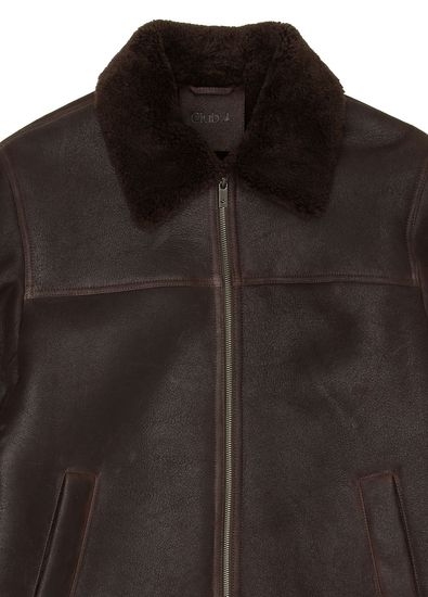 Beymen Club Koyu Kahverengi Shearling Yaka Deri Mont - 7