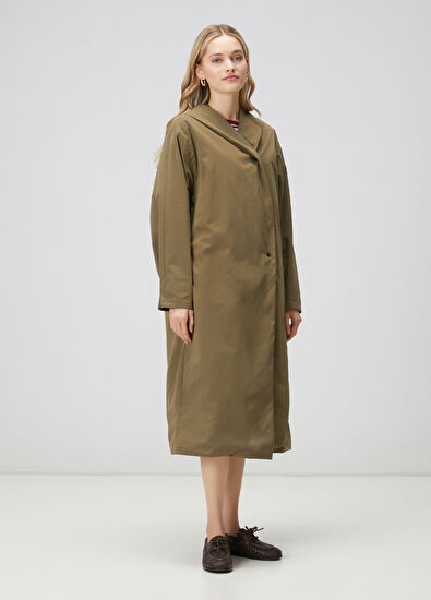 Beymen Club Oversize Khaki Reversible Top Coat - 4