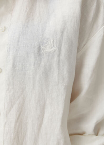 Beymen Club Kırık Beyaz Keten Oversized Gömlek - 5