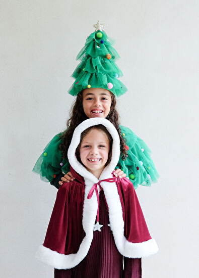 Mimi & Lula Mrs. Claus Kız Çocuk Pelerin Kostüm - 5