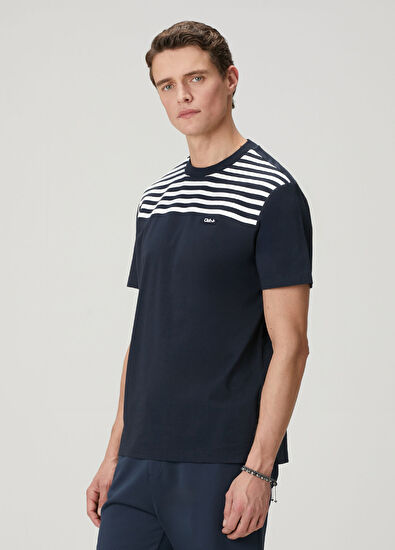 Beymen Club Lacivert Regular Fit Çizgili T-shirt - 5