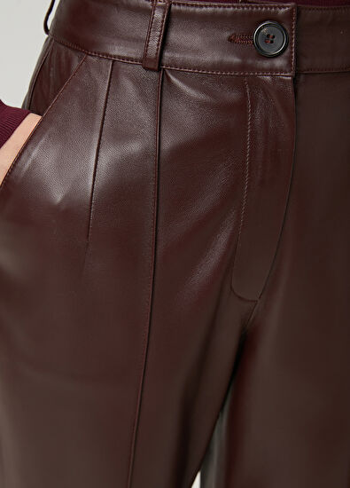 Beymen Club Bordo Deri Pantolon - 7