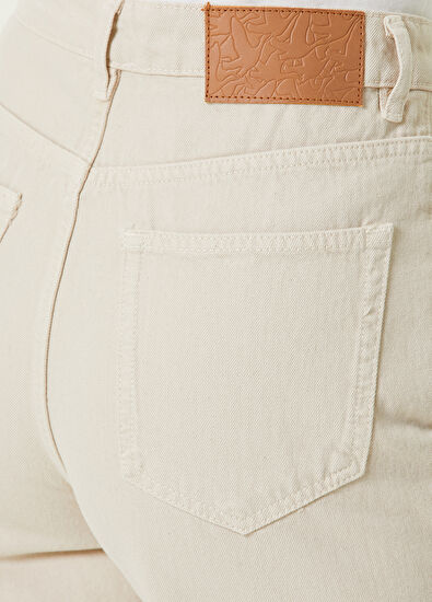 Beymen Club Beige High Waist Jean Shorts - 4