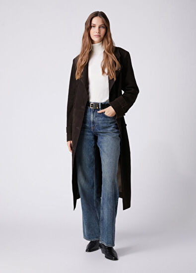 Beymen Club Dark Brown Suede Trench Coat - 3