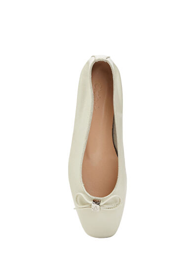 Beymen Club Ecru Logo Leather Ballet Flats - 4