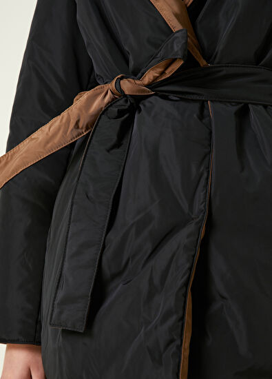Beymen Club Siyah Çift Taraflı Kapüşonlu Puff Mont - 5