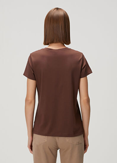 Beymen Club Brown V-Neck Flowing T-Shirt - 4
