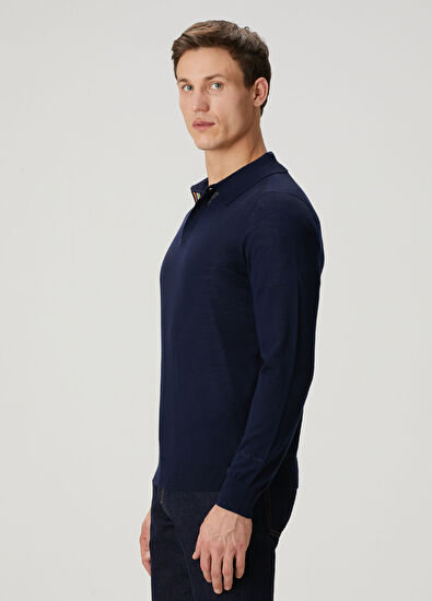 Paul Smith Lacivert Polo Yaka Kısa Kollu Merino Triko - 3