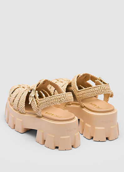 Prada Monolith Kroşe Kafes Model Sandalet - 5