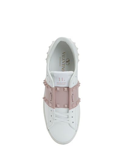 Rockstud Open Beyaz Pembe Kadın Deri Sneaker - Görsel 5