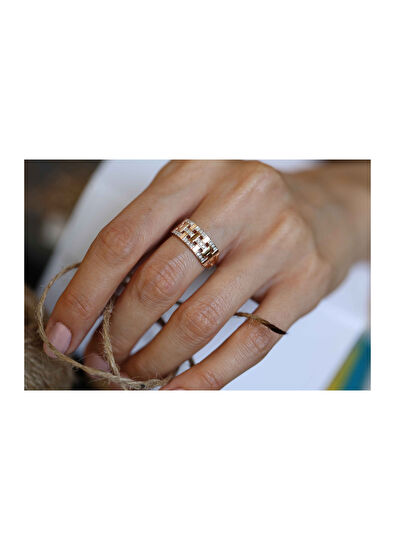 Reis Kuyumculuk Greek 14 Ayar Rose Gold Kadın Pırlanta Yüzük - 3