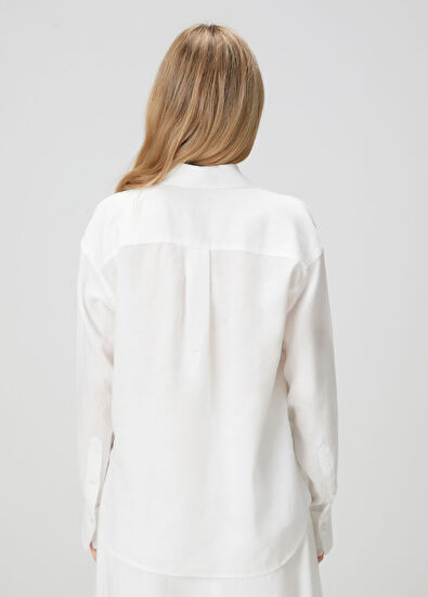 Beymen Club Oversize Off-White Linen Shirt - 6