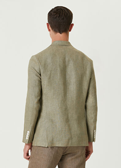 Beymen Club Açık Haki Keten Kruvaze Ceket - 5