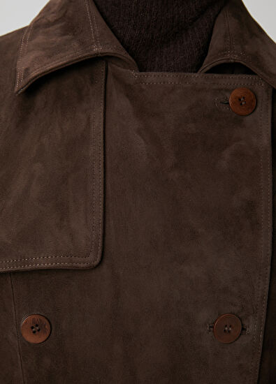 Beymen Club Brown Suede Overcoat - 7