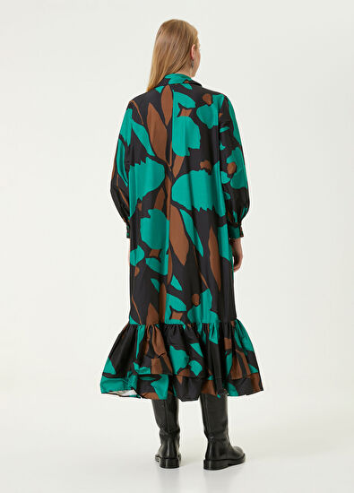 Beymen Club Yeşil Desenli Midi Gömlek Elbise - 5