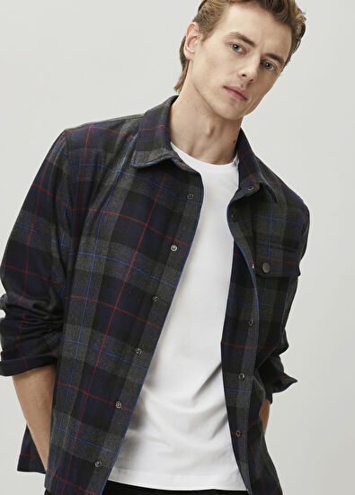 Beymen Club Antrasit Ekose Desenli Dış Gömlek - 3