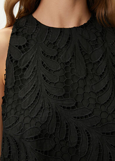 Beymen Club Black Guipure A-Line Blouse - 7