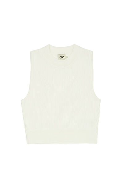 Beymen Club Kırık Beyaz Crop Triko Atlet - 7