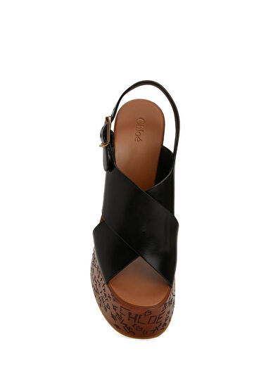 Maxime Wedge Siyah Kadın Deri Espadril - Görsel 5