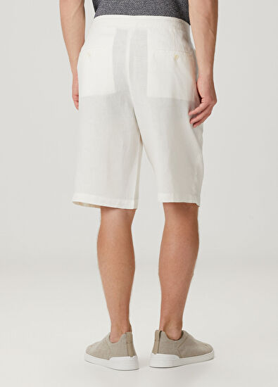 Zegna Beyaz Keten Bermuda - 3