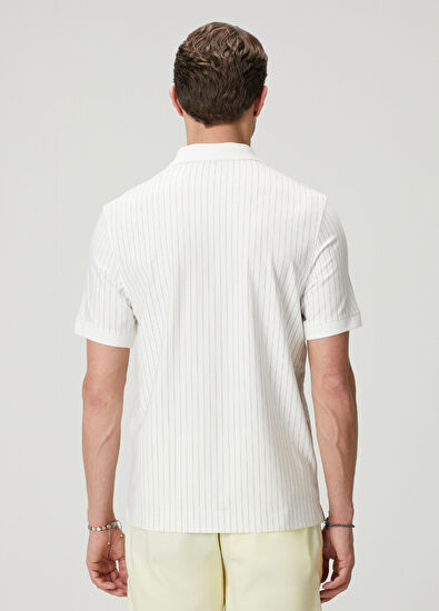 Beymen Club Off White Slim Fit Striped Technical Polo T-Shirt - 5