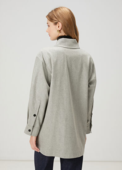 Beymen Club Grey Wool Over Shirt - 4