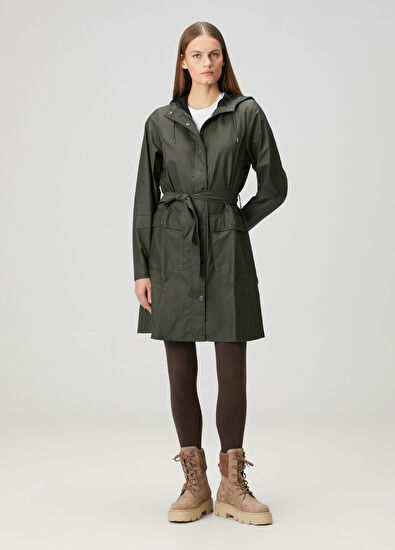 Curve Koyu Yeşil Kapüşonlu Yağmurluk - Görsel 4