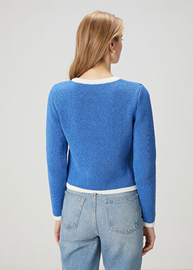 Beymen Club Mavi Şeritli Triko Ceket - 5