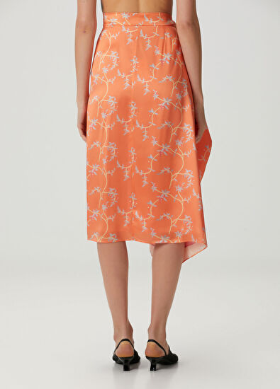 Kenzo Jungle Flower Şeftali Midi İpek Etek - 4