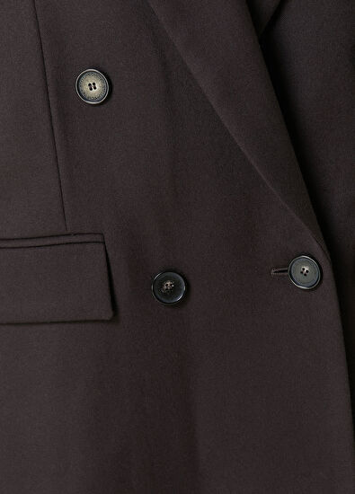 Stella McCartney Koyu Kahverengi Kruvaze Yün Ceket - 4