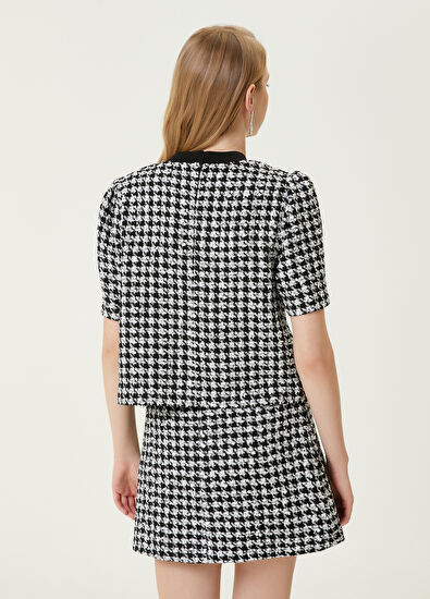 Beymen Club Siyah Beyaz Desenli Tweed Bluz - 6