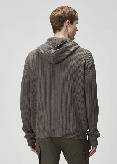 Rick Owens Anthracite Hood Wool Knit Cardigan - 4