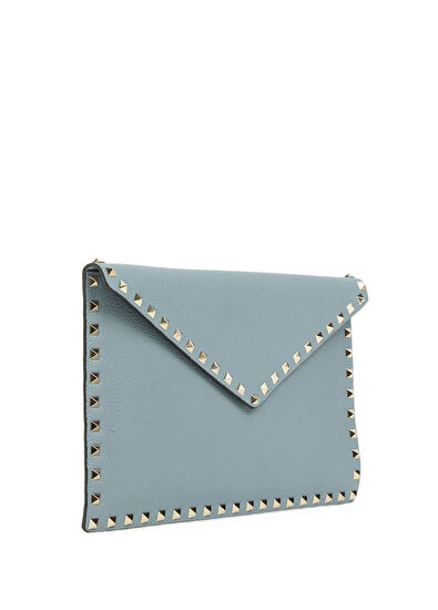 Rockstud Large Gri Kadın Deri El Portföyü - Görsel 4