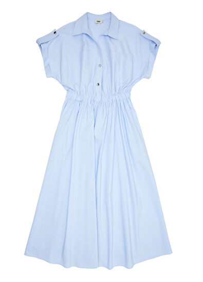 Beymen Club Mavi Apoletli Midi Elbise - 7