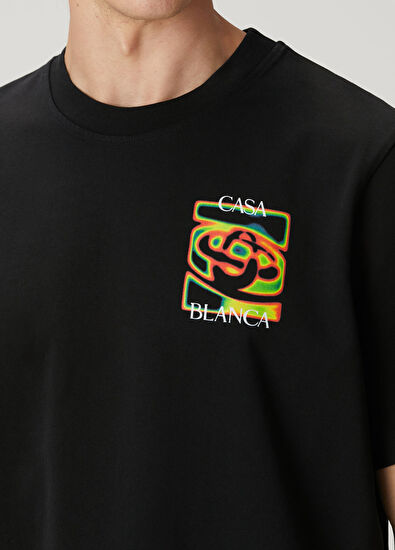 Casablanca Siyah Organik Pamuk T-shirt - 5