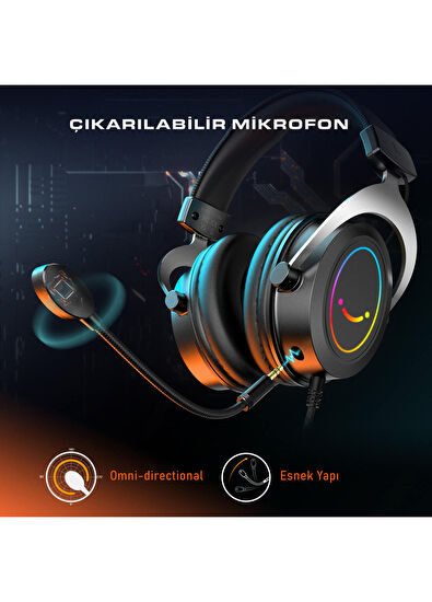Fifine Ampligame H3 Mikrofonlu RGB Gaming Oyuncu Kulaklığı - 6