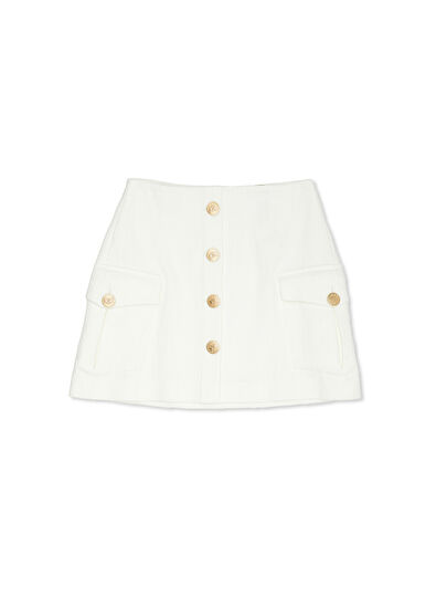 Beymen Club Beyaz Gold Düğmeli Mini Etek - 7