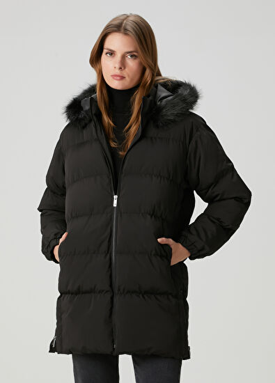 Beymen Club Siyah Kapüşonlu Puffer Mont - 3