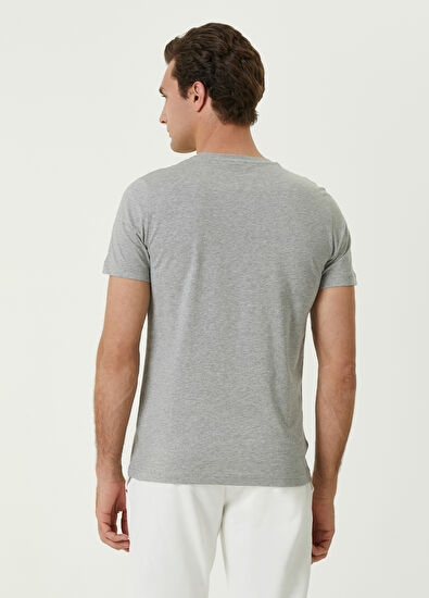 Beymen Club Gri V Yaka Kuş Nakışlı Basic T-shirt - 4