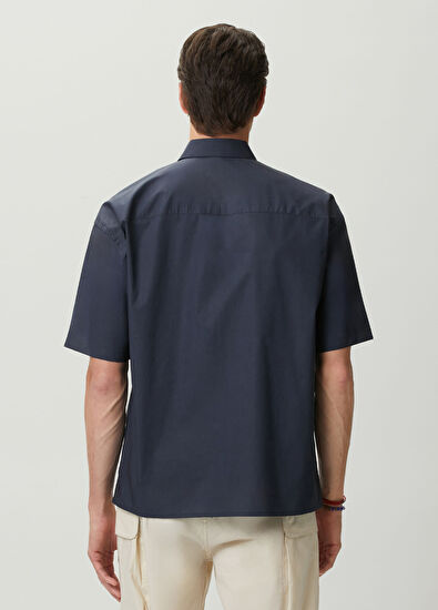 Beymen Club Lacivert Kısa Kollu Oversize Gömlek - 5