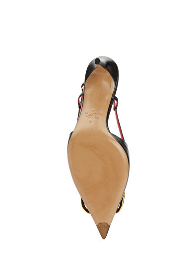 VLogo Siyah Deri Topuklu Ayakkabı - Görsel 7