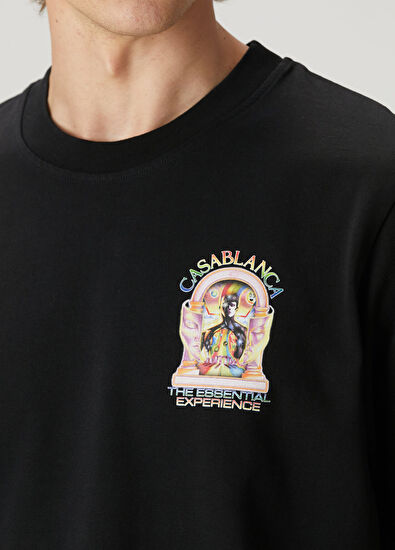 Casablanca Siyah Organik Pamuk T-shirt - 5