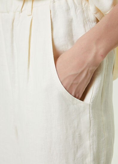 Beymen Club Ekru Dar Paça Keten Pantolon - 4