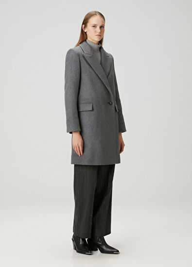 Gri Yün Palto - Görsel 4