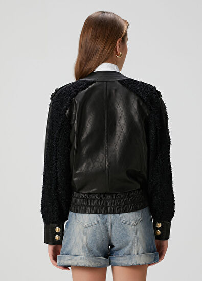 Balmain Siyah Deri Ceket - 4