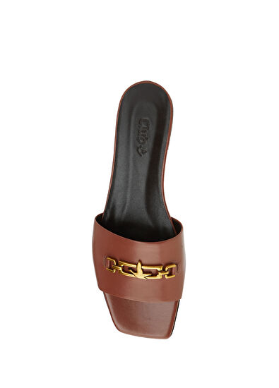 Beymen Club Gül Kurusu Zincir Logo Kadın Deri Terlik - 4