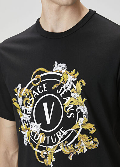 Versace Jeans Couture Siyah Logo Baskılı T-shirt - 5