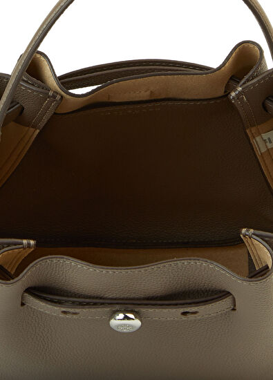 Tory Burch Rommy Bucket Mink Women's Leather Drawstring Bag - 5