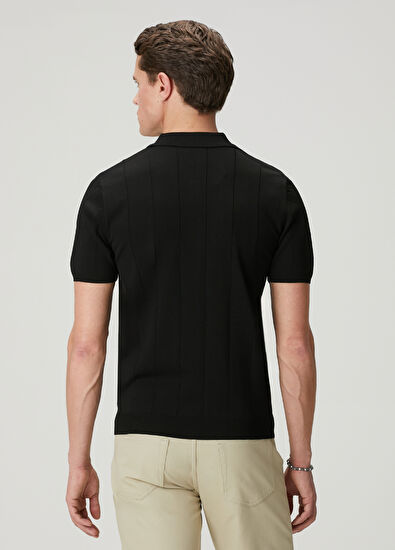 Beymen Club Siyah Polo Yaka Örgü Detaylı Triko - 6